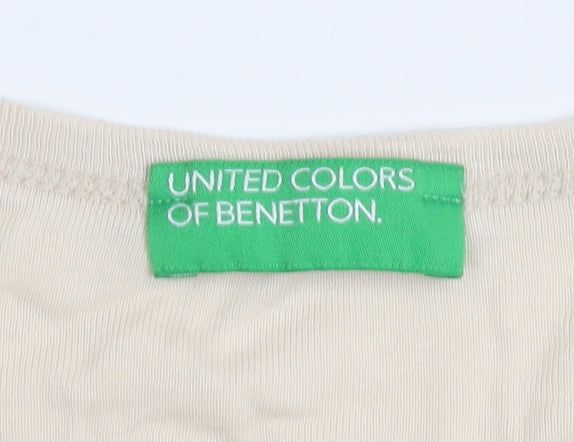 United Colors of Benetton Women’s Beige Cotton Basic T-Shirt M