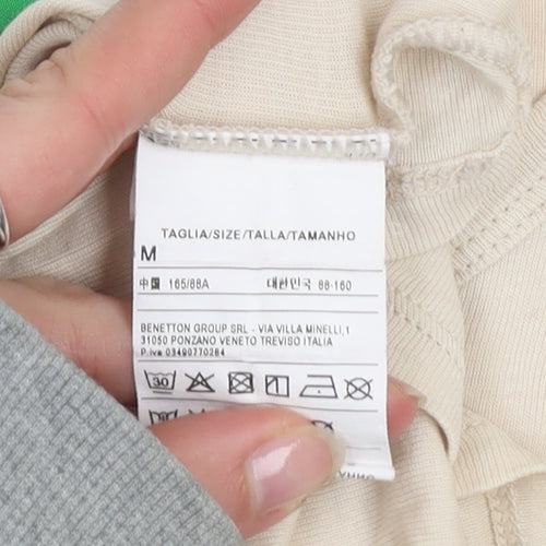 United Colors of Benetton Women’s Beige Cotton Basic T-Shirt M