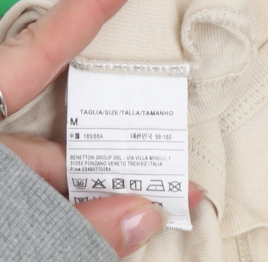 United Colors of Benetton Women’s Beige Cotton Basic T-Shirt M