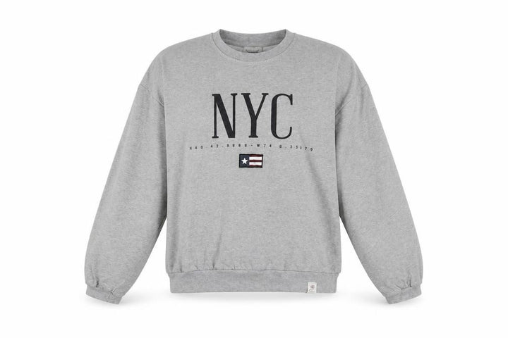 Pull&Bear Womens Grey NYC Pullover Sweatshirt Size 12 Medium