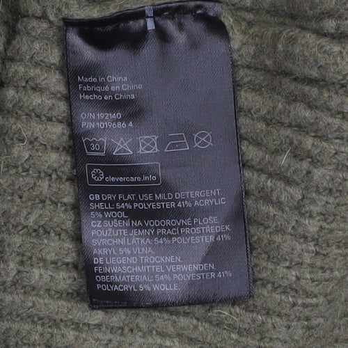H&M Women's Green High Neck 1/2 Zip Knit Jumper Size 12