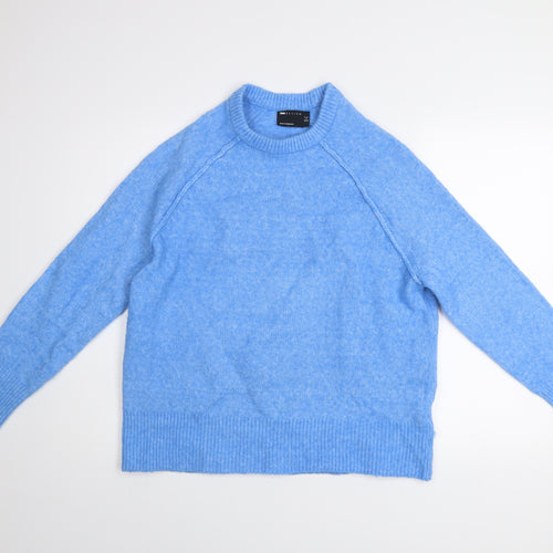 ASOS DESIGN Women’s Blue Relaxed Fit High Neck Knitted Jumper Size 8