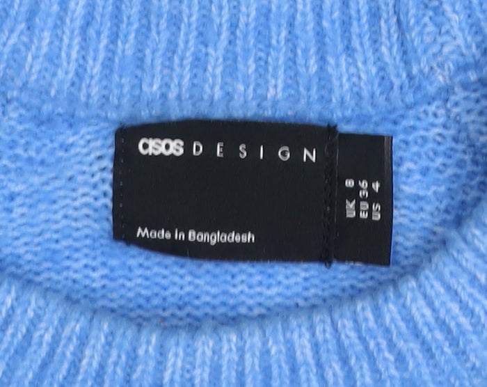 ASOS DESIGN Women’s Blue Relaxed Fit High Neck Knitted Jumper Size 8