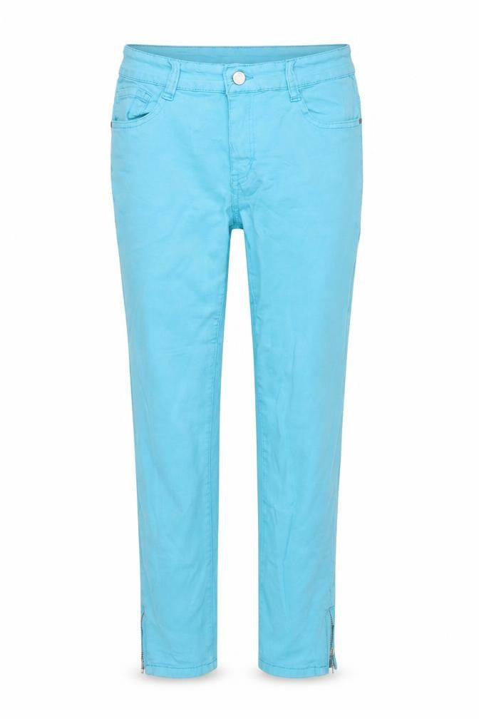 Front view of Kalisson women’s blue slim ankle zip stretch jeans, size UK 12