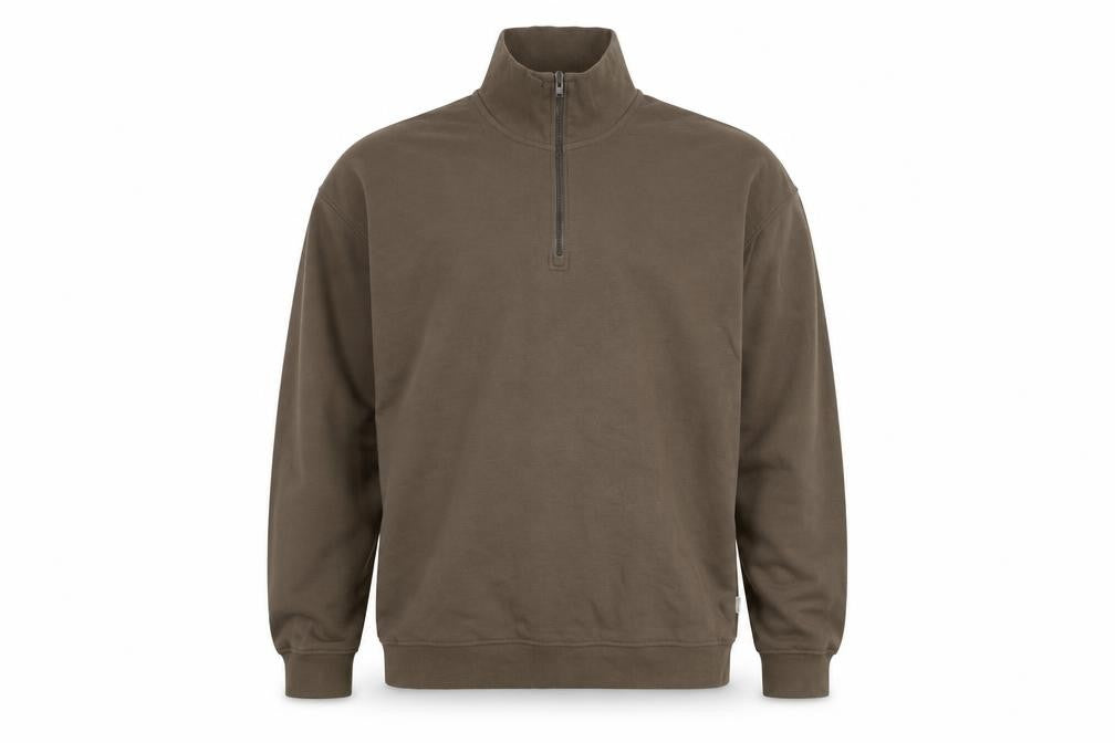 Front view of Jack & Jones Men’s Brown 2XL Half Zip Fleece Sweatshirt