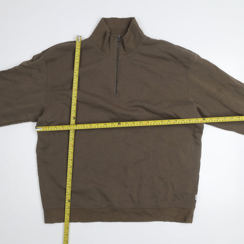 Jack & Jones Men’s Brown 2XL Half Zip Fleece Sweatshirt