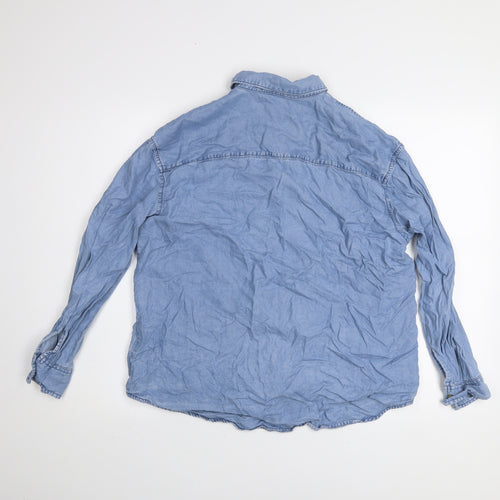 Dunnes Stores Men's Blue Lyocell Denim Button-Up Shirt Medium