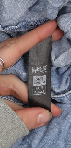 Dunnes Stores Men's Blue Lyocell Denim Button-Up Shirt Medium