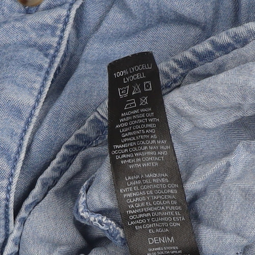 Dunnes Stores Men's Blue Lyocell Denim Button-Up Shirt Medium