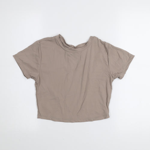 Primark Women Beige Cropped Workout T-Shirt Size S