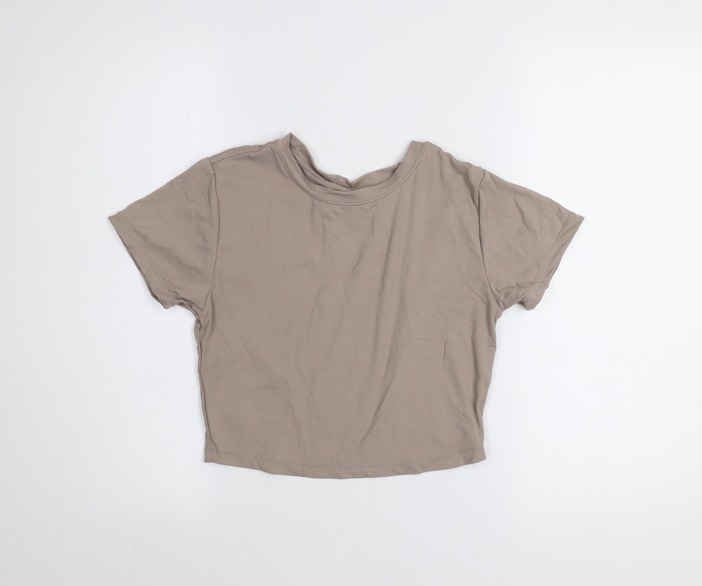 Primark Women Beige Cropped Workout T-Shirt Size S
