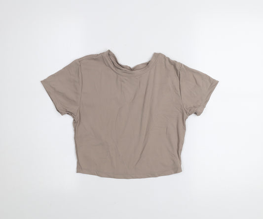 Primark Women Beige Cropped Workout T-Shirt Size S