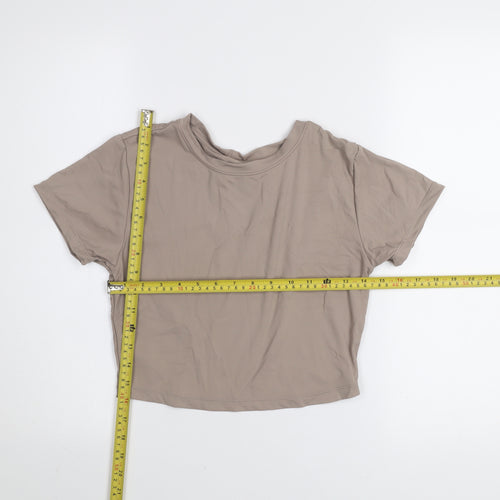 Primark Women Beige Cropped Workout T-Shirt Size S