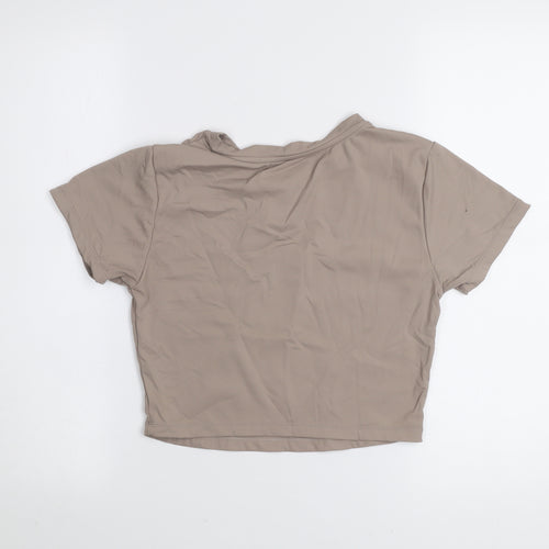 Primark Women Beige Cropped Workout T-Shirt Size S