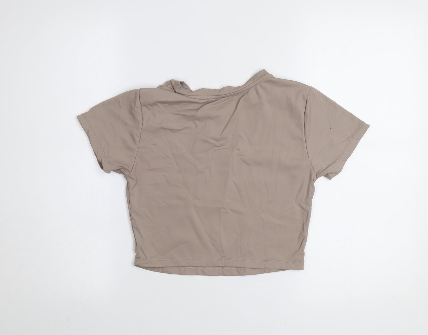 Primark Women Beige Cropped Workout T-Shirt Size S