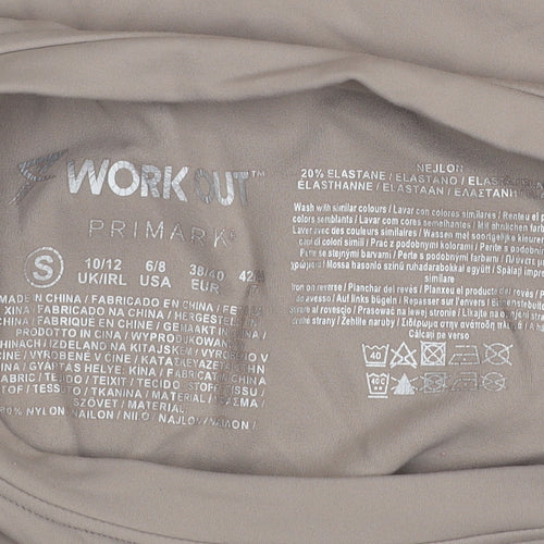 Primark Women Beige Cropped Workout T-Shirt Size S