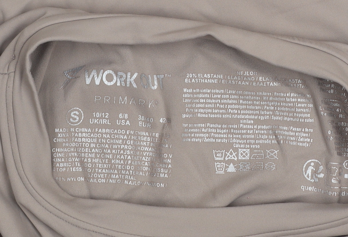 Primark Women Beige Cropped Workout T-Shirt Size S