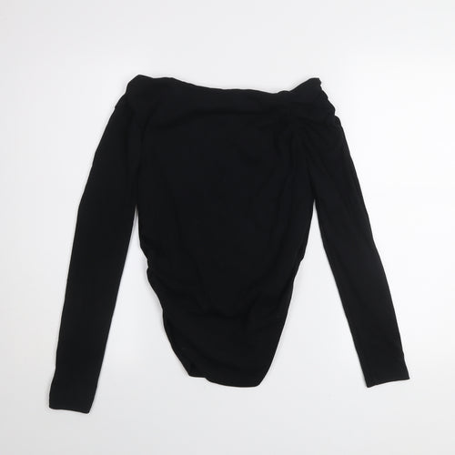 Zara Women Black Off Shoulder Long Sleeve Jersey Blouse - Size L