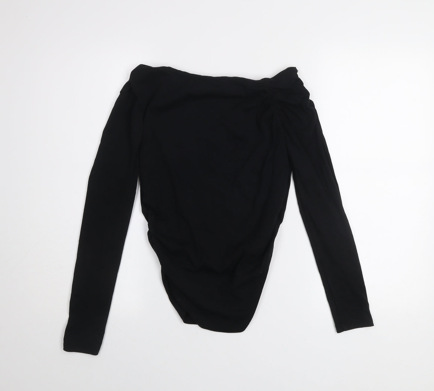 Zara Women Black Off Shoulder Long Sleeve Jersey Blouse - Size L