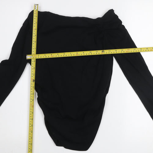 Zara Women Black Off Shoulder Long Sleeve Jersey Blouse - Size L