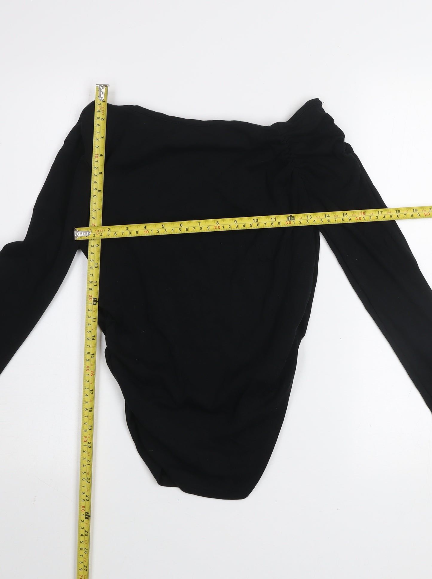 Zara Women Black Off Shoulder Long Sleeve Jersey Blouse - Size L