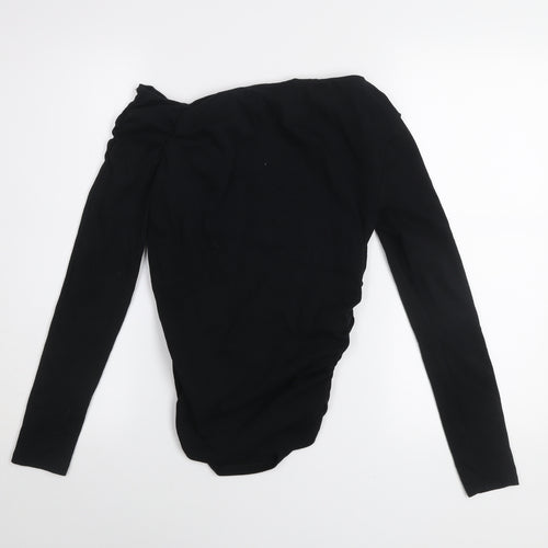 Zara Women Black Off Shoulder Long Sleeve Jersey Blouse - Size L
