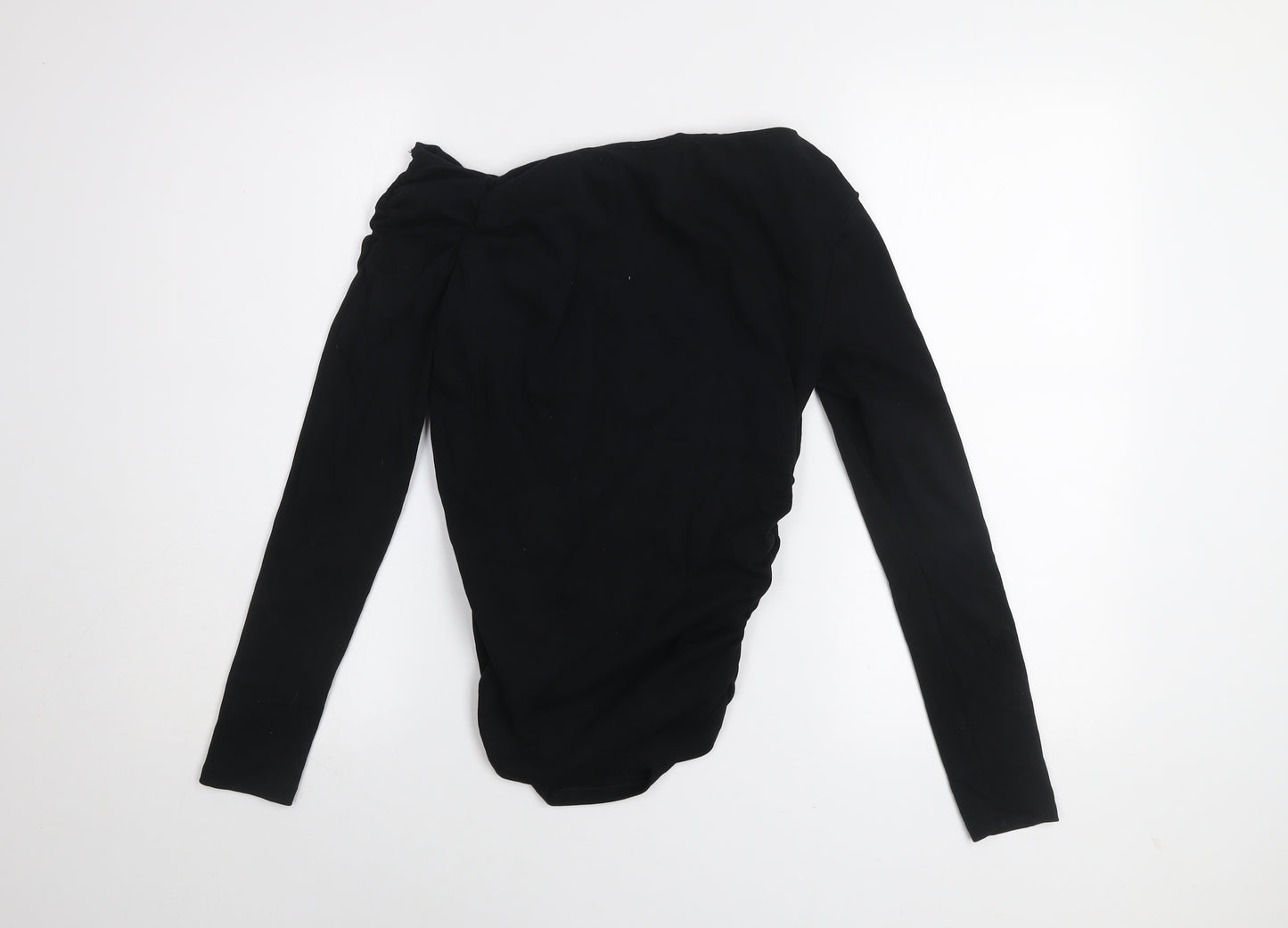 Zara Women Black Off Shoulder Long Sleeve Jersey Blouse - Size L