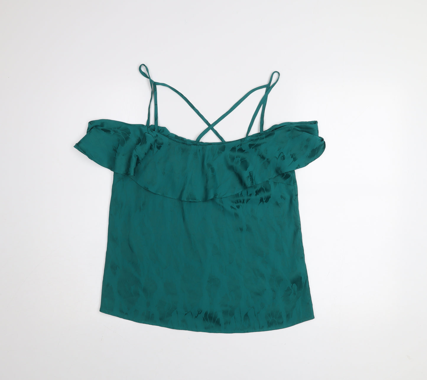 Oasis Women's Green Ruffle Off Shoulder Camisole Top Size 10