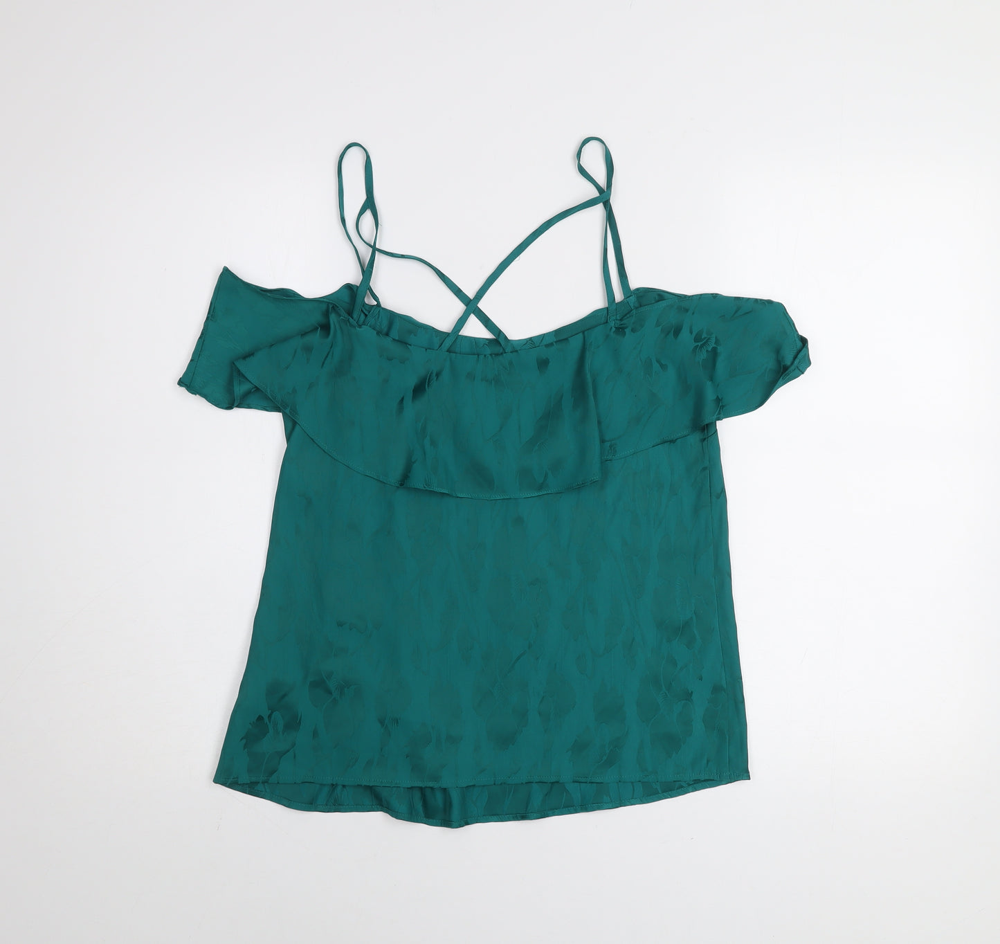 Oasis Women's Green Ruffle Off Shoulder Camisole Top Size 10