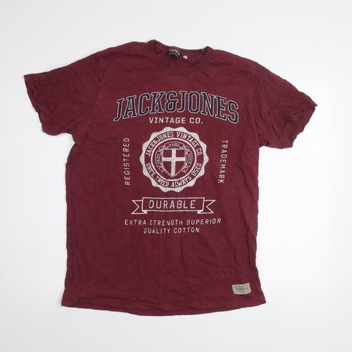 Jack & Jones Men’s Red XL Vintage Graphic Cotton T-Shirt