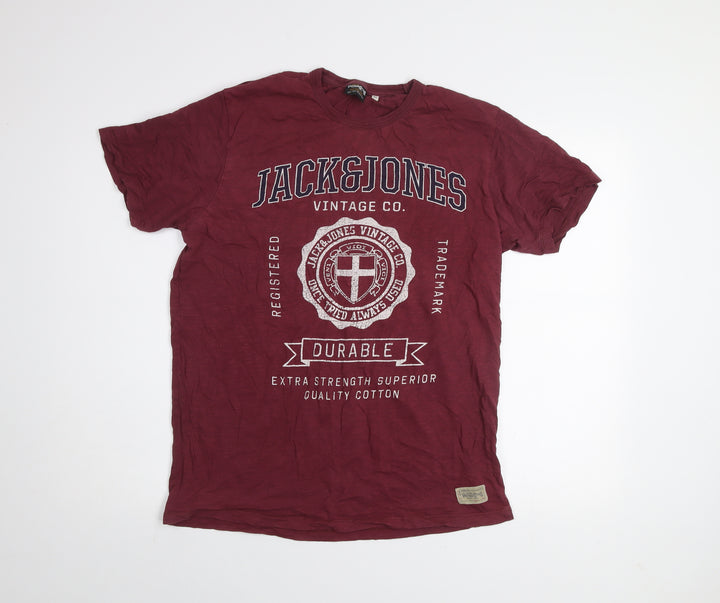 Jack & Jones Men’s Red XL Vintage Graphic Cotton T-Shirt