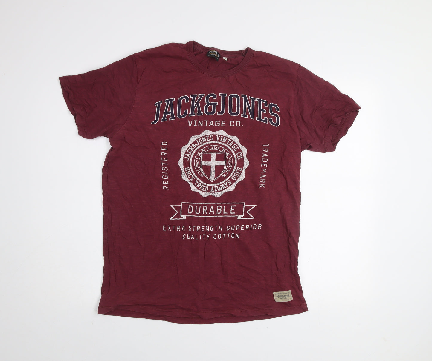 Jack & Jones Men’s Red XL Vintage Graphic Cotton T-Shirt