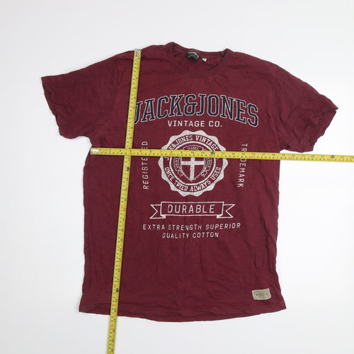 Jack & Jones Men’s Red XL Vintage Graphic Cotton T-Shirt