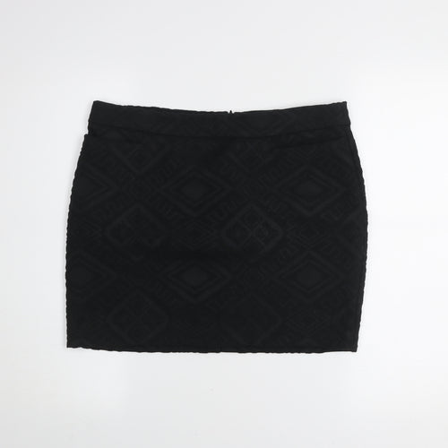 Next Womens Black Size 12 Straight Pencil Jacquard Skirt