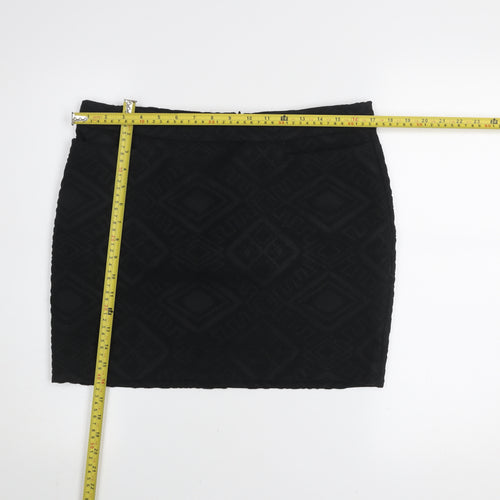 Next Womens Black Size 12 Straight Pencil Jacquard Skirt