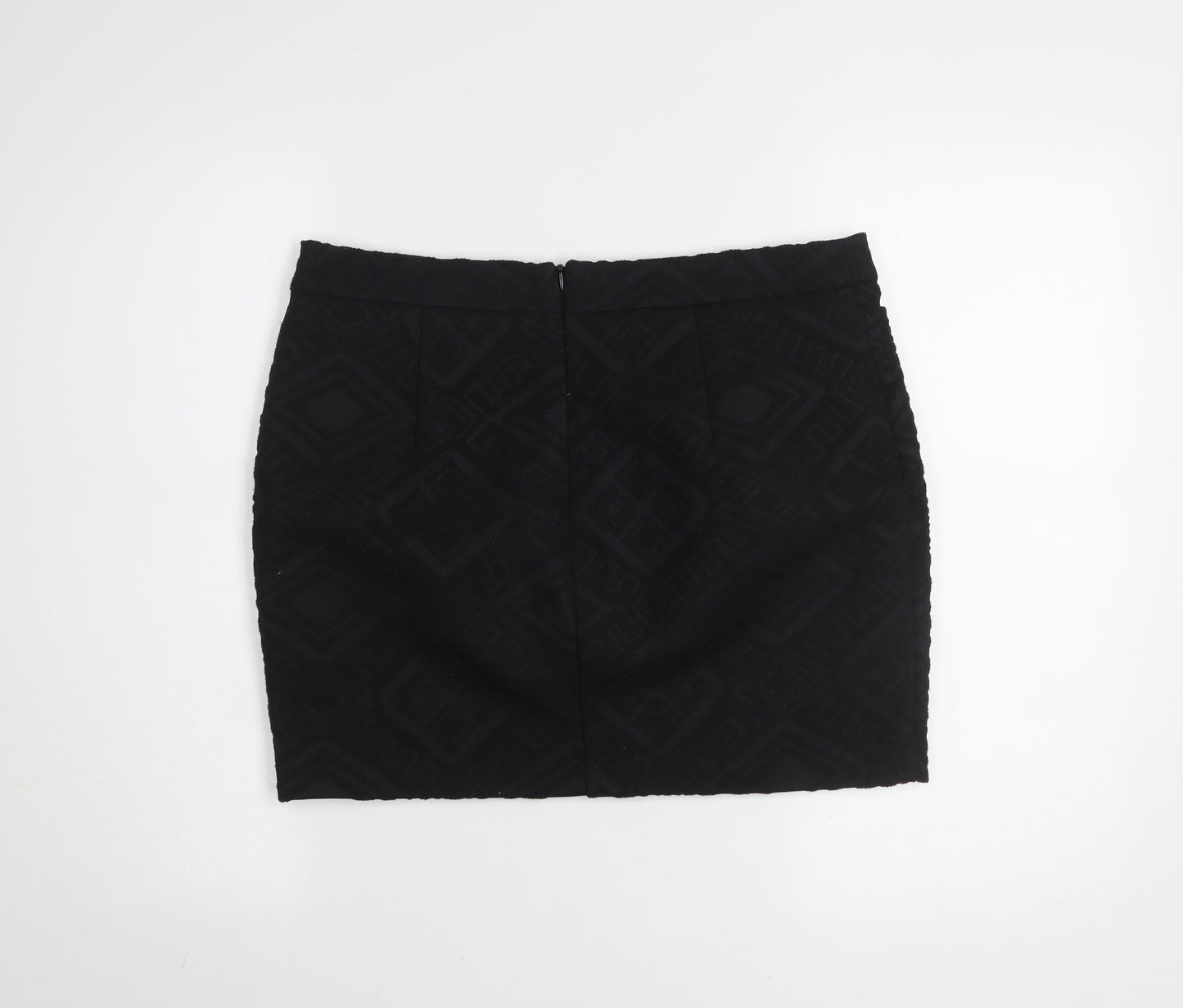 Next Womens Black Size 12 Straight Pencil Jacquard Skirt