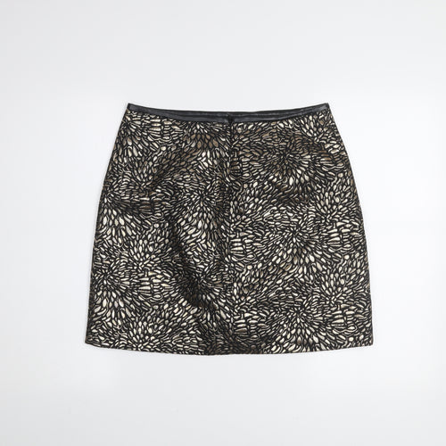 Love & Roses Women Gold Black Knee Length Pencil Skirt UK 12