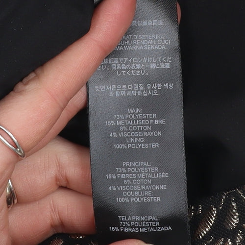 Love & Roses Women Gold Black Knee Length Pencil Skirt UK 12