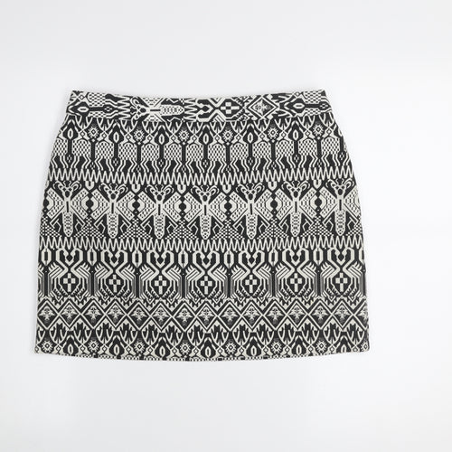 Dunnes Women Black White Geometric Short Pencil Skirt Size 12