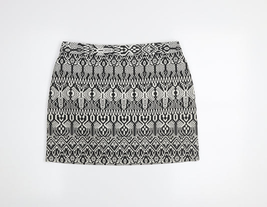 Dunnes Women Black White Geometric Short Pencil Skirt Size 12