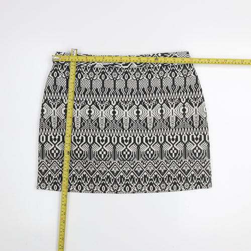 Dunnes Women Black White Geometric Short Pencil Skirt Size 12