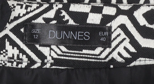 Dunnes Women Black White Geometric Short Pencil Skirt Size 12
