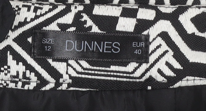 Dunnes Women Black White Geometric Short Pencil Skirt Size 12