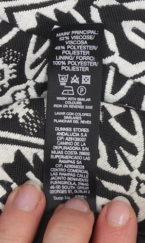 Dunnes Women Black White Geometric Short Pencil Skirt Size 12