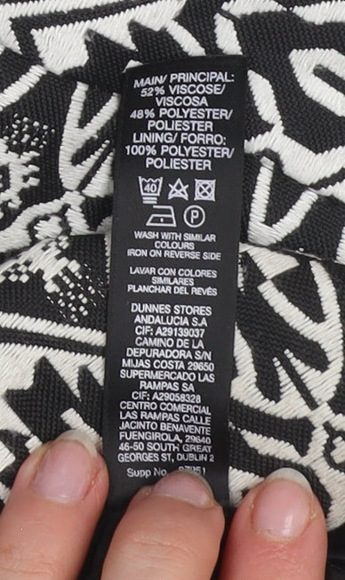 Dunnes Women Black White Geometric Short Pencil Skirt Size 12