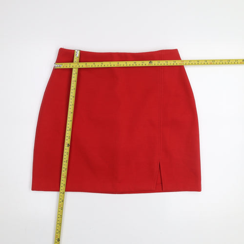 Dunnes Women Red Size 12 Pencil Mini Skirt Polyester