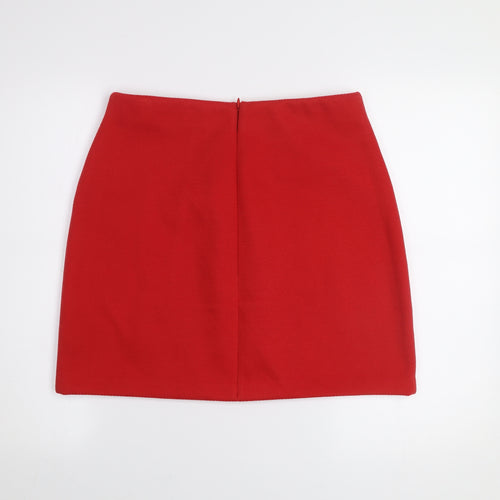 Dunnes Women Red Size 12 Pencil Mini Skirt Polyester
