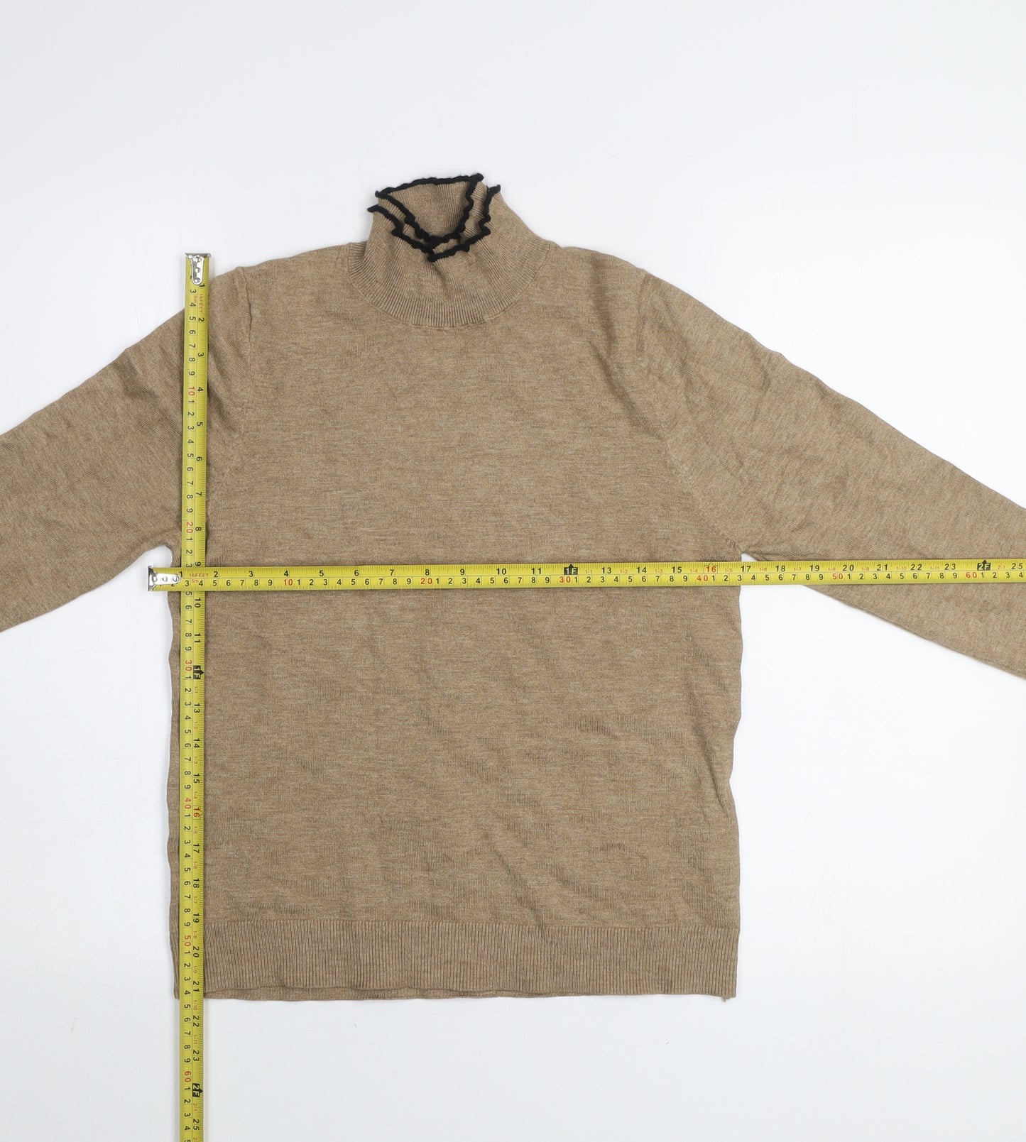 Sfera Women’s Beige High Neck Knit Jumper Size 14