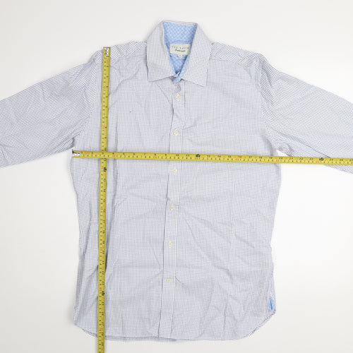 Ted Baker Men's Blue Check Cotton Long Sleeve Button-Up Shirt Size 16