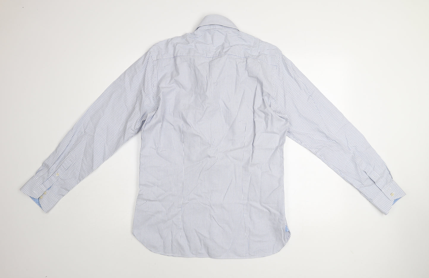 Ted Baker Men's Blue Check Cotton Long Sleeve Button-Up Shirt Size 16
